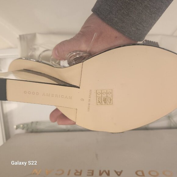 NIB Good American Cinder-F*cking Rella Wedge Silver. Size: various - Picture 7 of 8